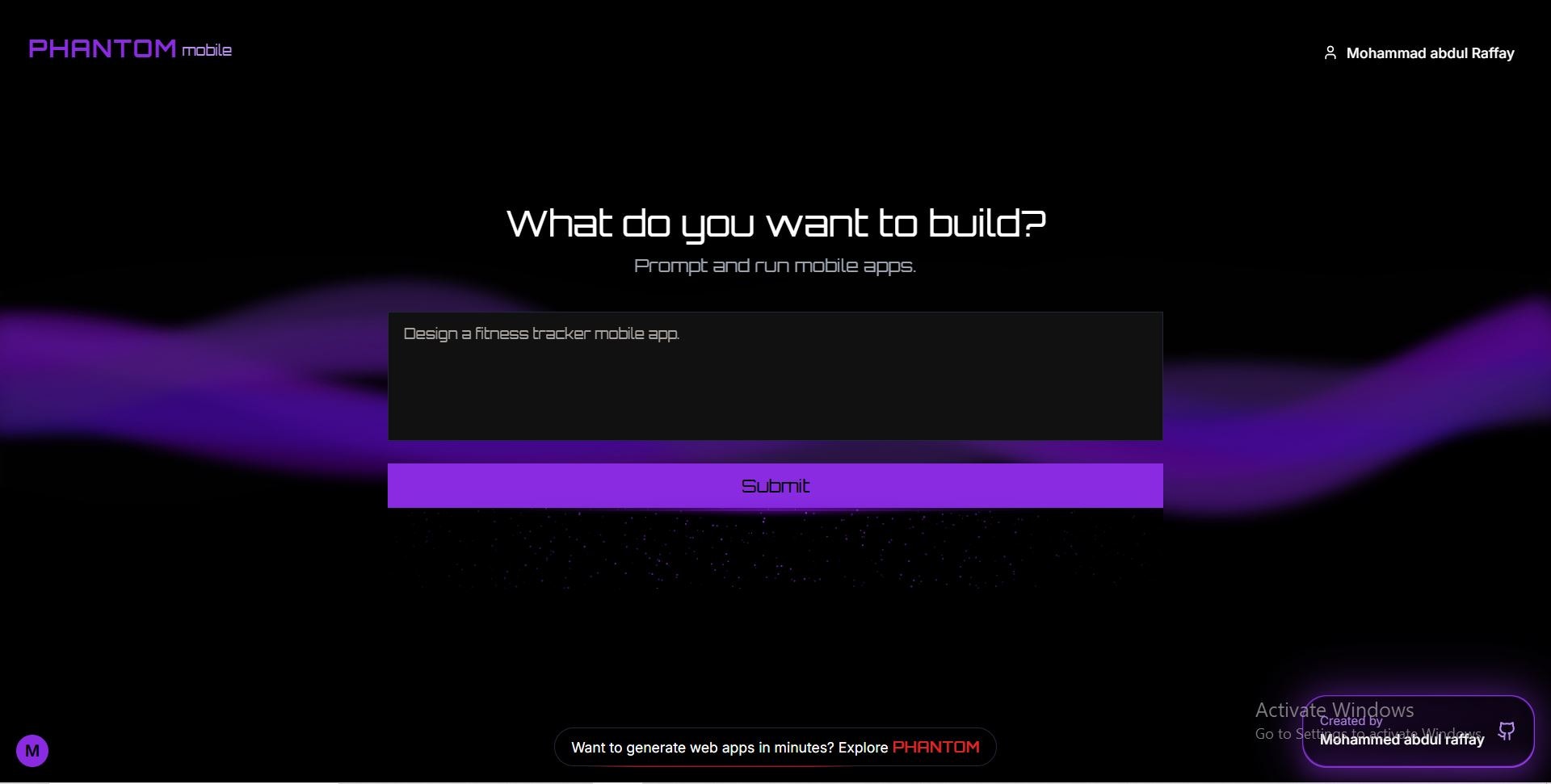 PHANTOM - Prompt and run full-stack web apps and mobile apps. media 2