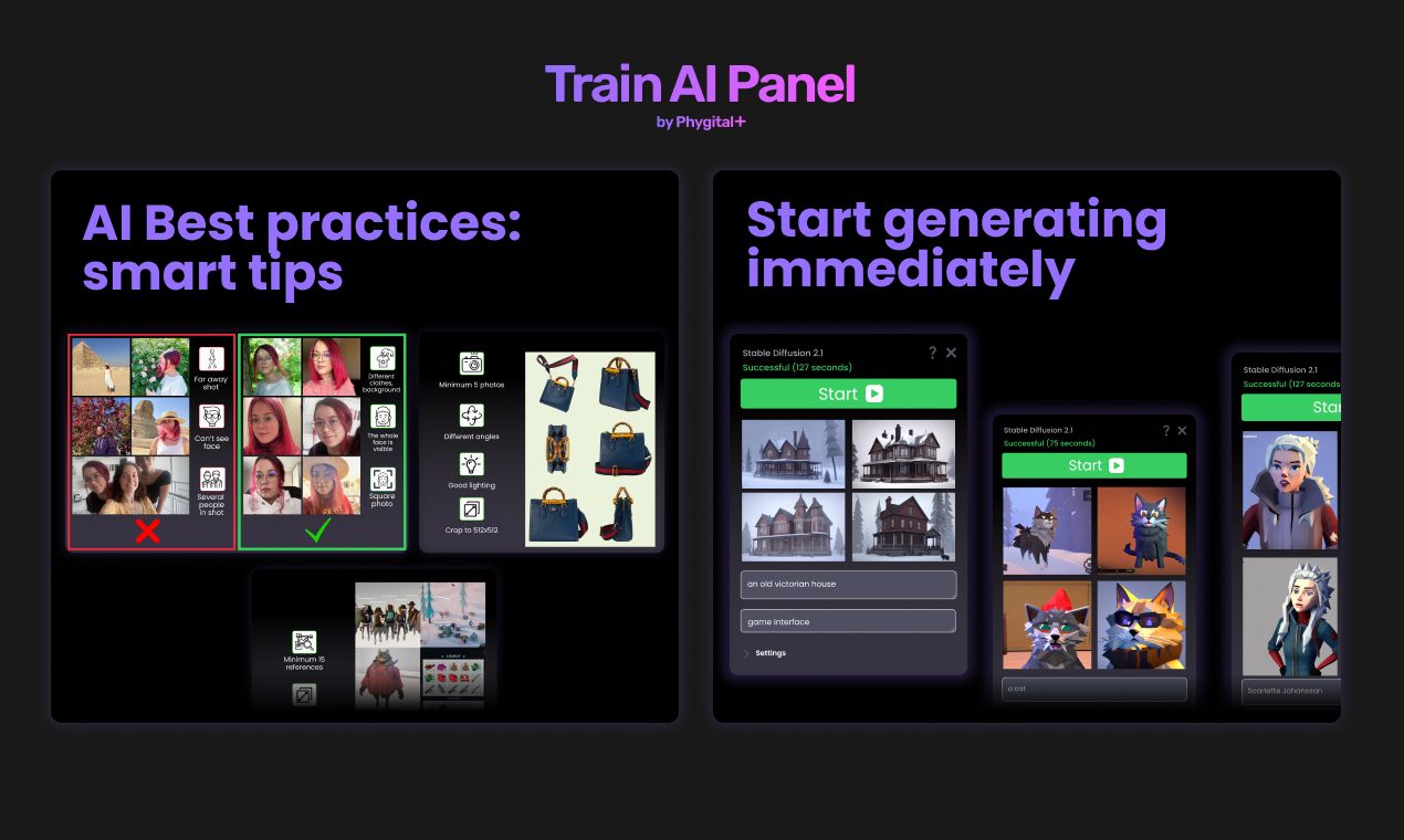 AI -treinpaneel - Train & Share AI -modellen voor AI Avatar, Style of een product media 2