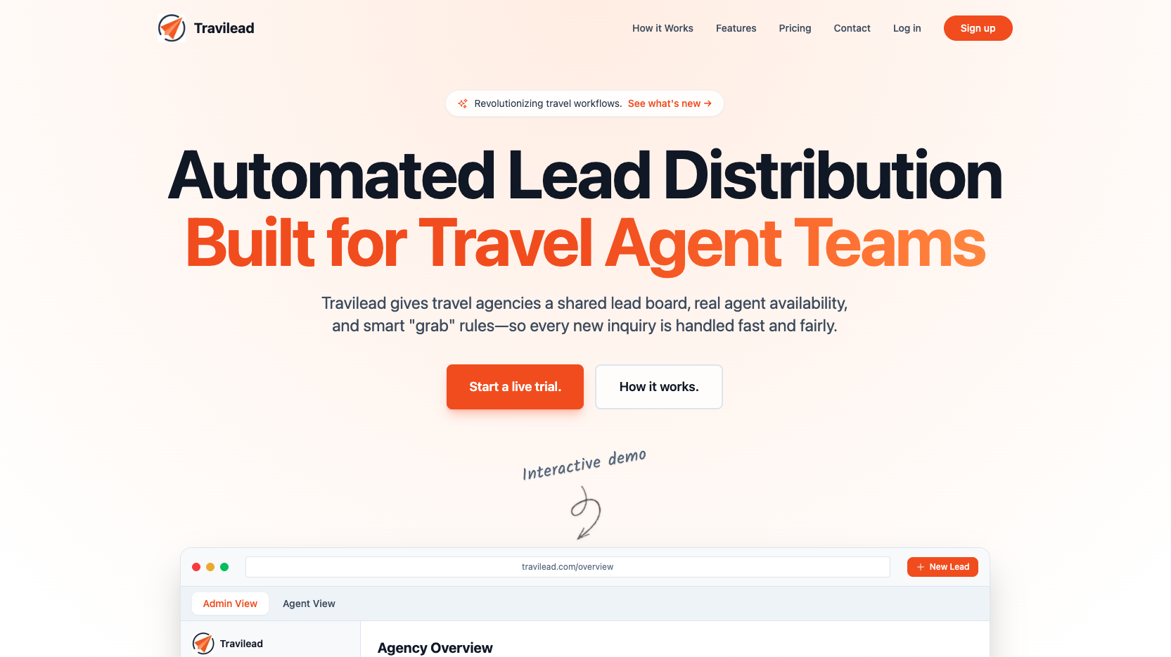 Travilead: Automated Lead Distribution - Main product screenshot demonstrating key features and user interface