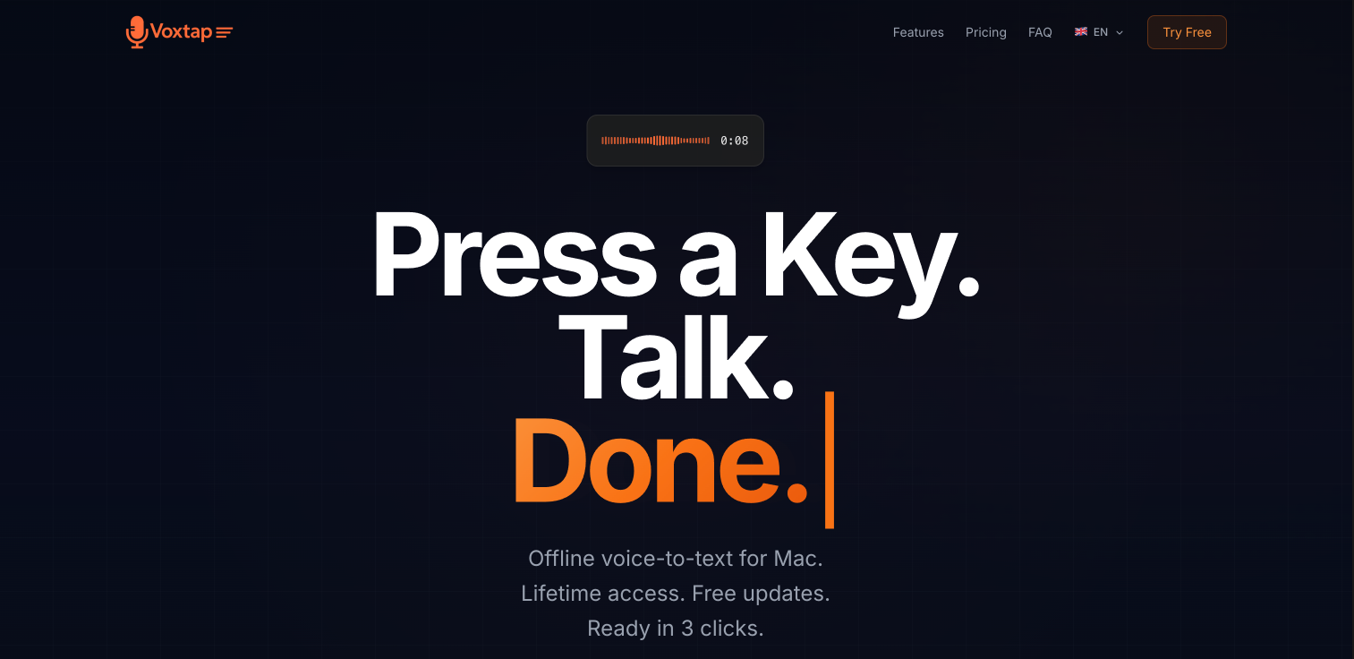 Voxtap - Main product screenshot demonstrating key features and user interface