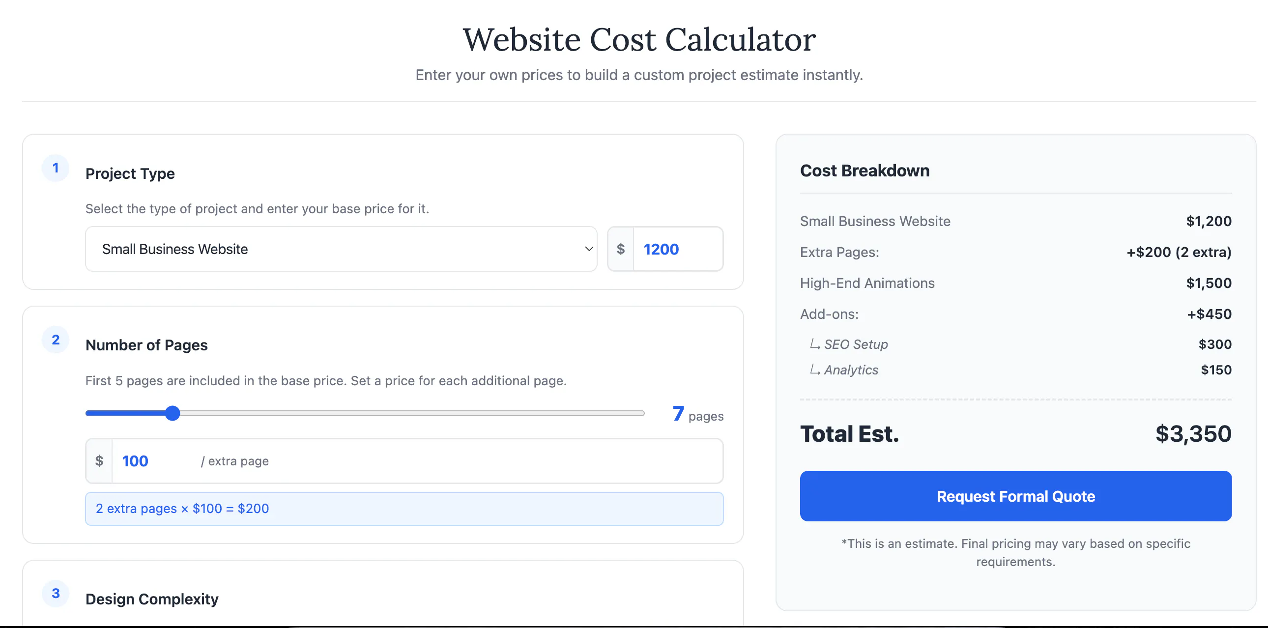 Website Cost Calculator by Niresh gallery image