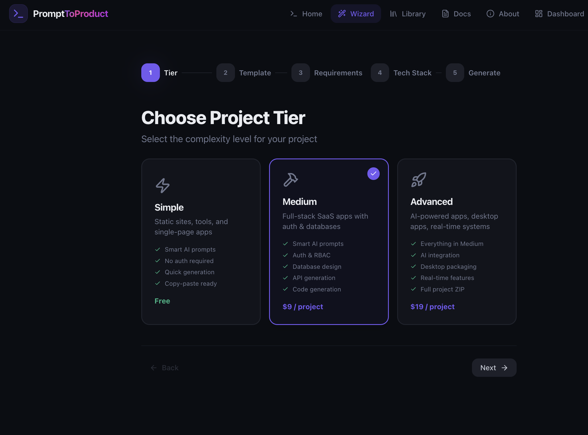 Prompt2Product - Screenshot 2 showing product features and functionality