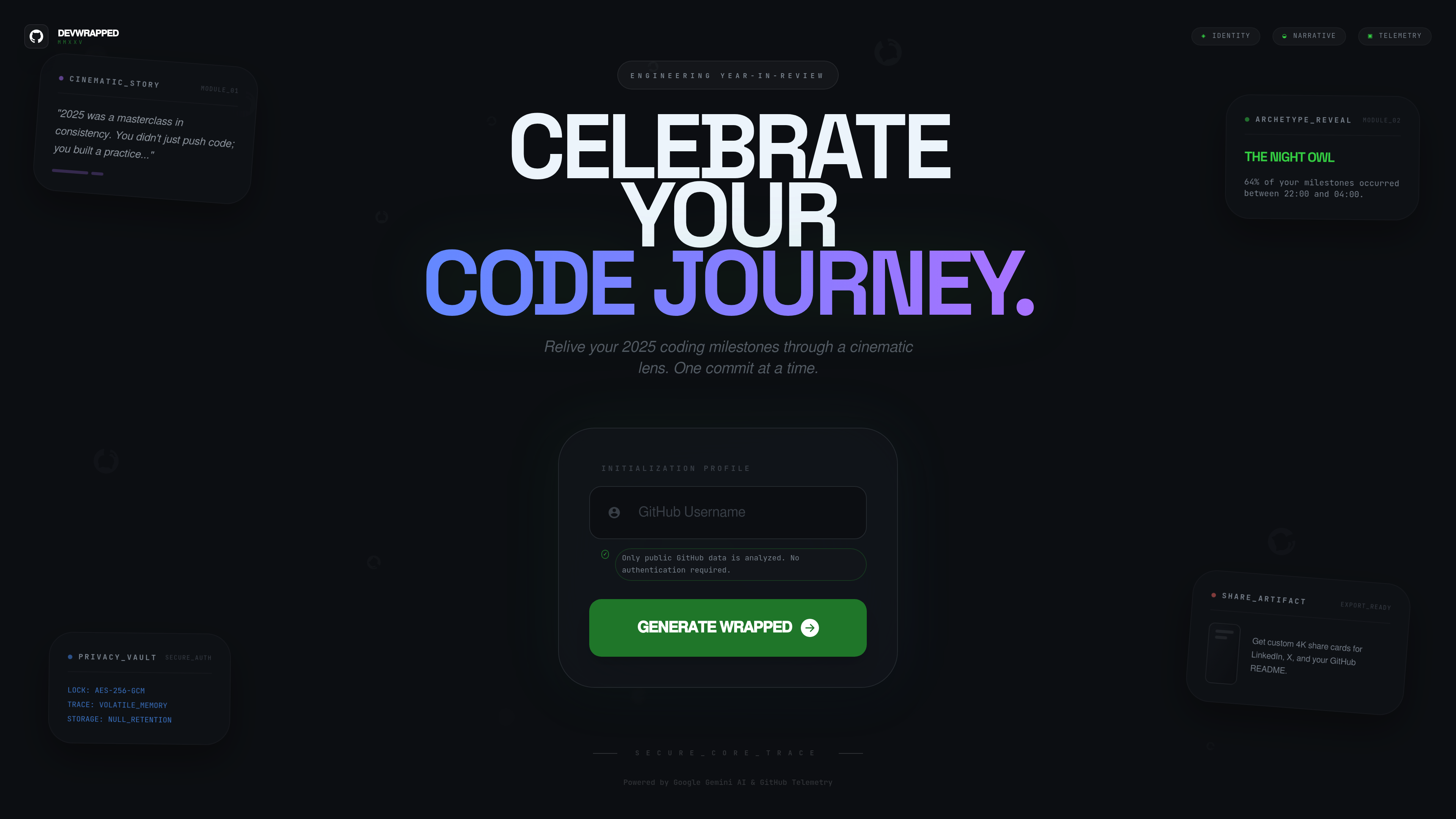 DevWrapped 2025 - Main product screenshot demonstrating key features and user interface
