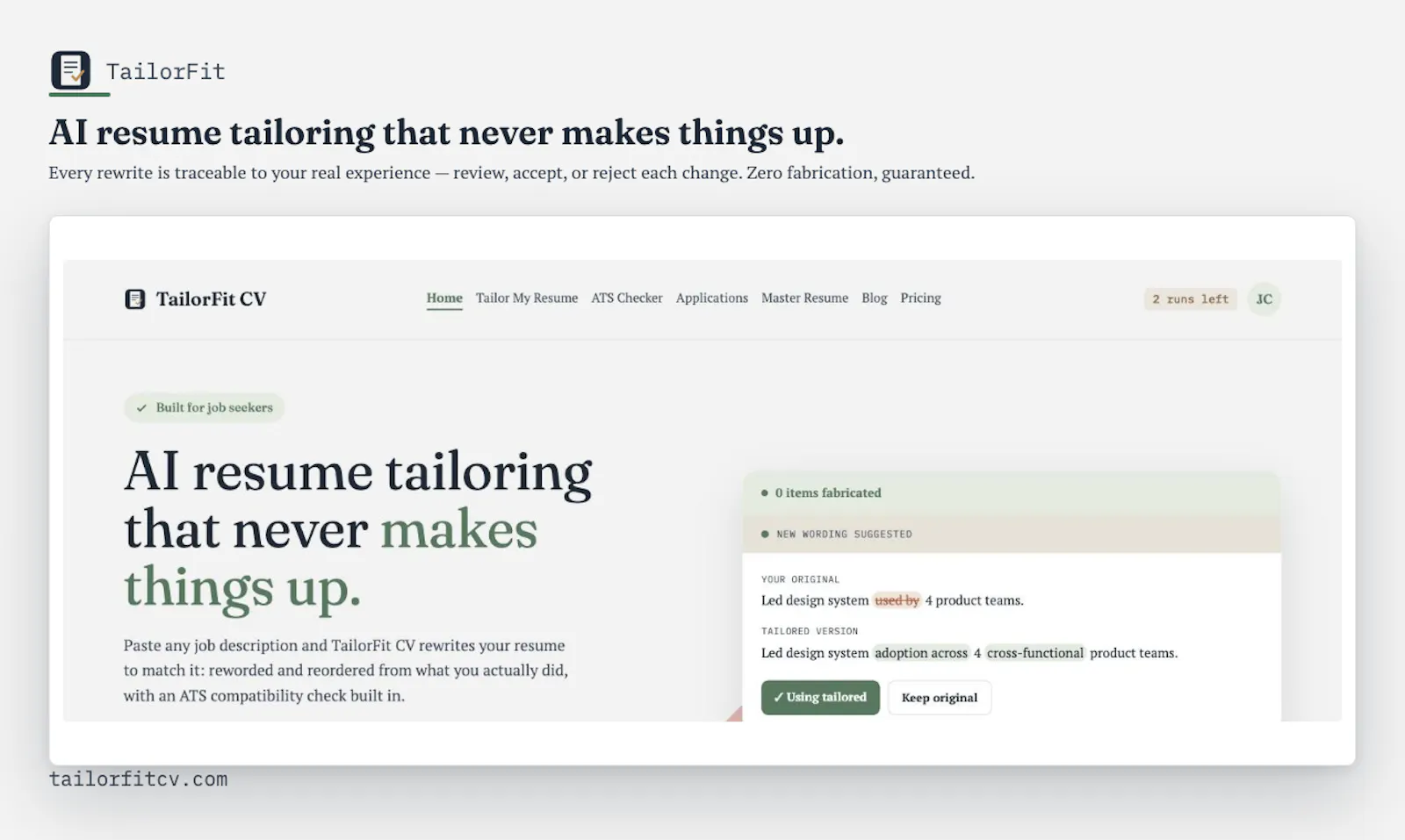 TailorFit CV screenshot 1