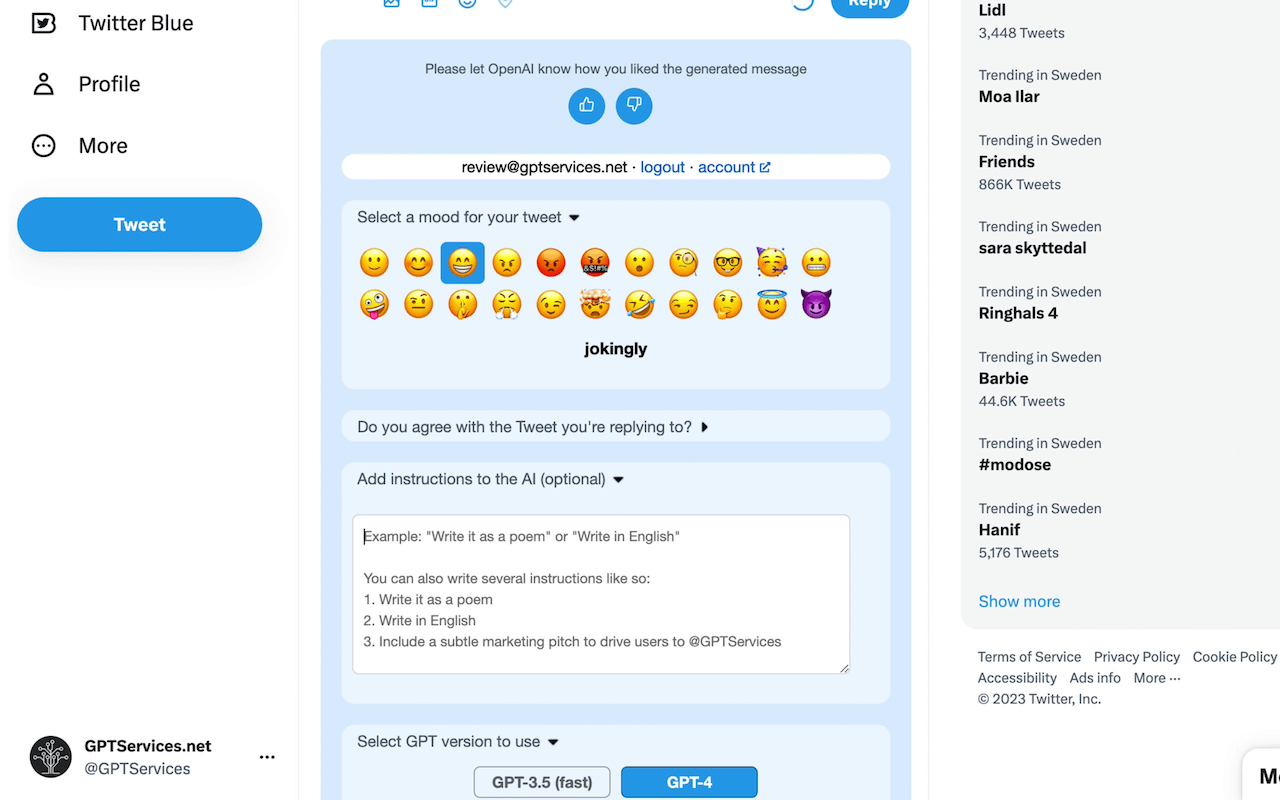 Média Chatgpt pour Twitter - Révenez les tweets générés par l'IA (et générez le vôtre)! 5