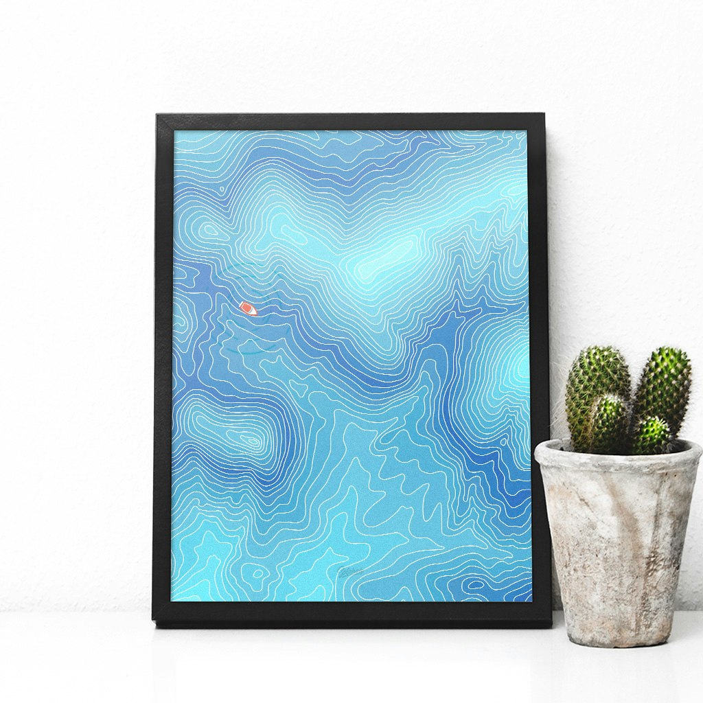 Ocean & Valley Topographic Map Posters