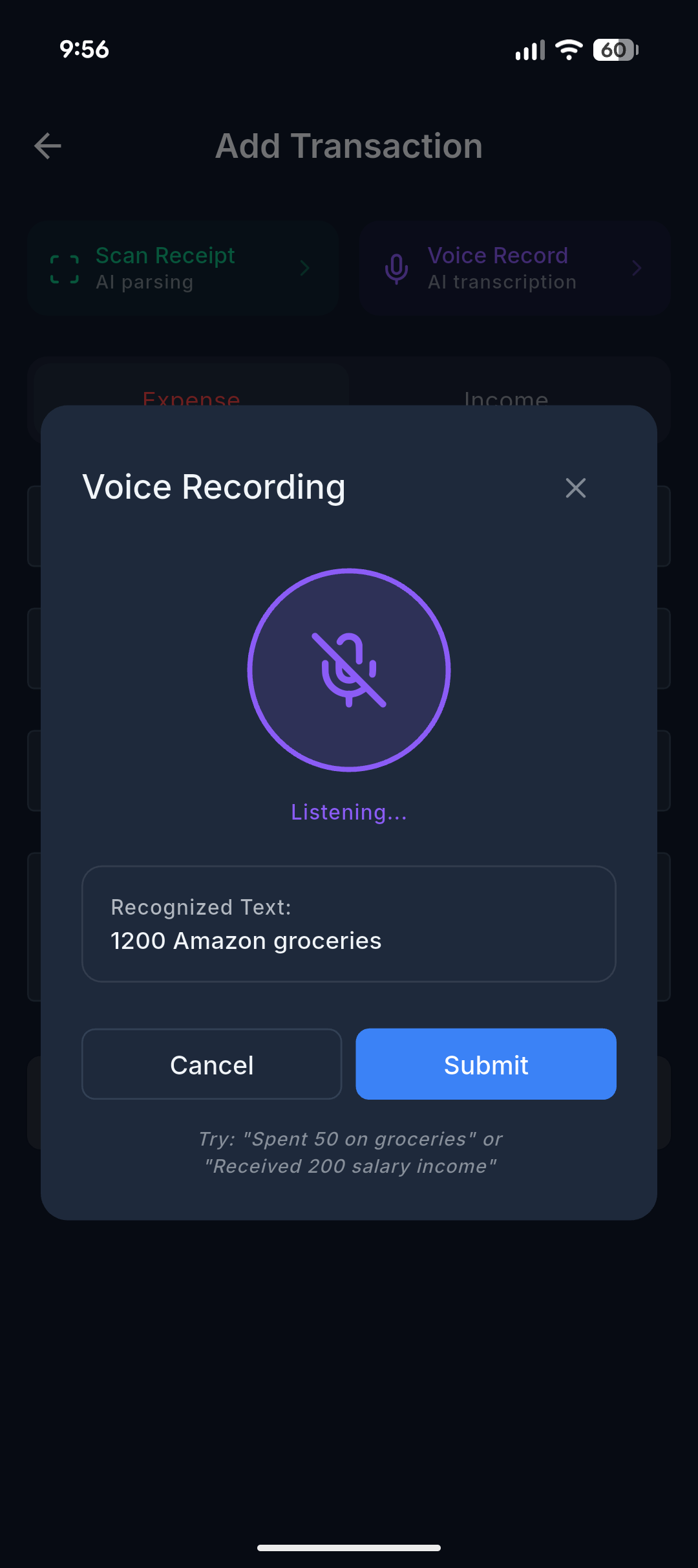 MoneyMinder | AI Expense Tracker - Screenshot 2 showing product features and functionality