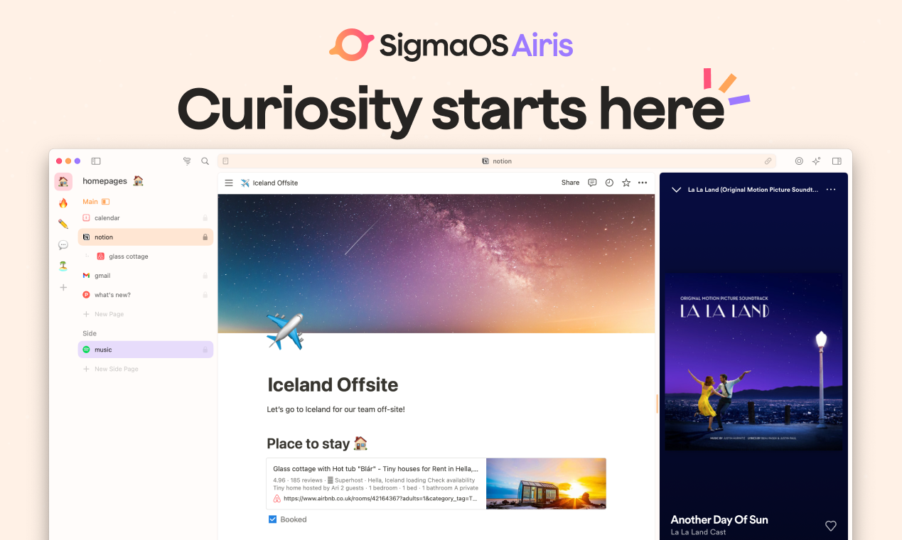 startuptile SigmaOS Airis (Alpha)-A smart way to browse the internet