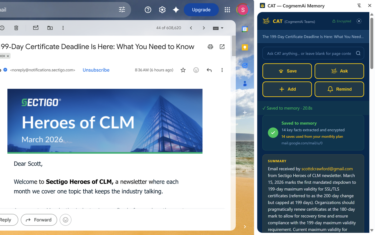 CAT - AI Memory for Browser & Email gallery image