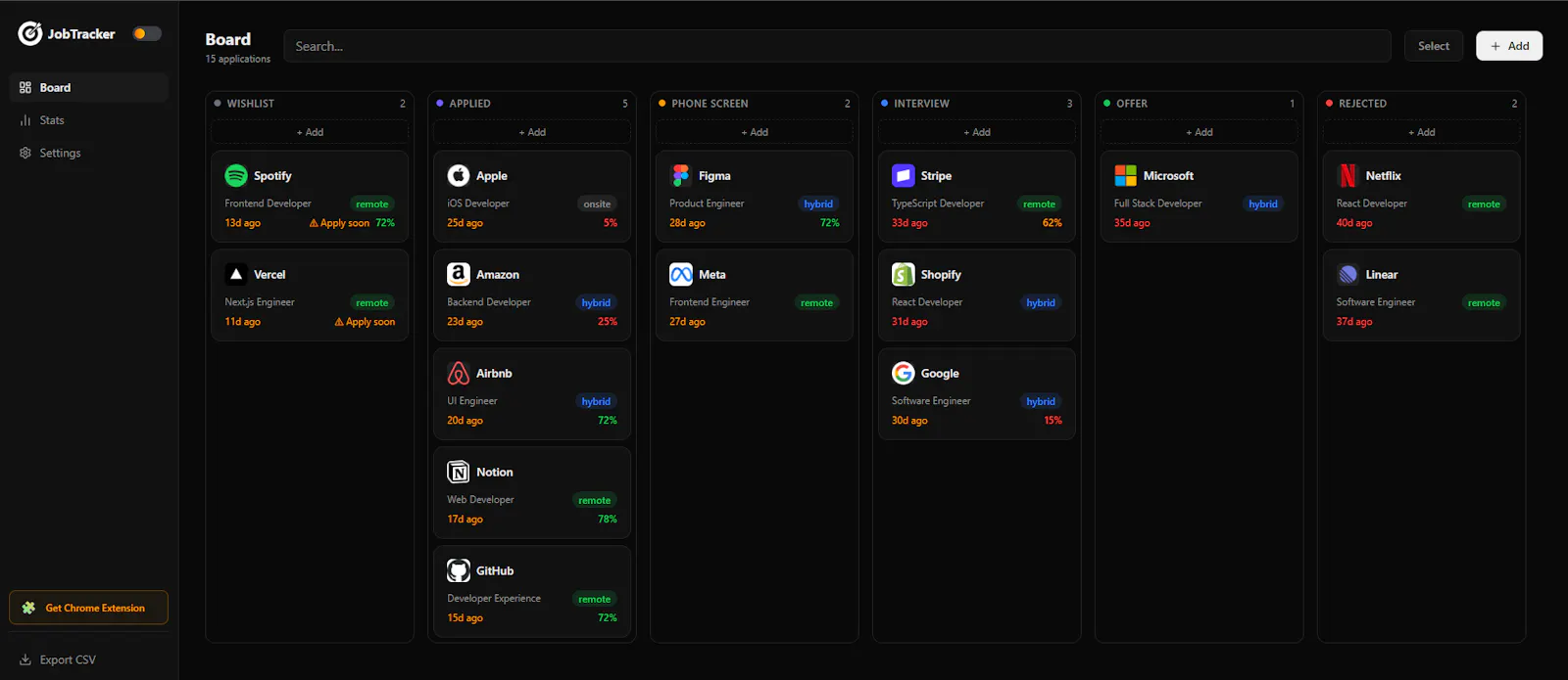 JobTracker screenshot 3