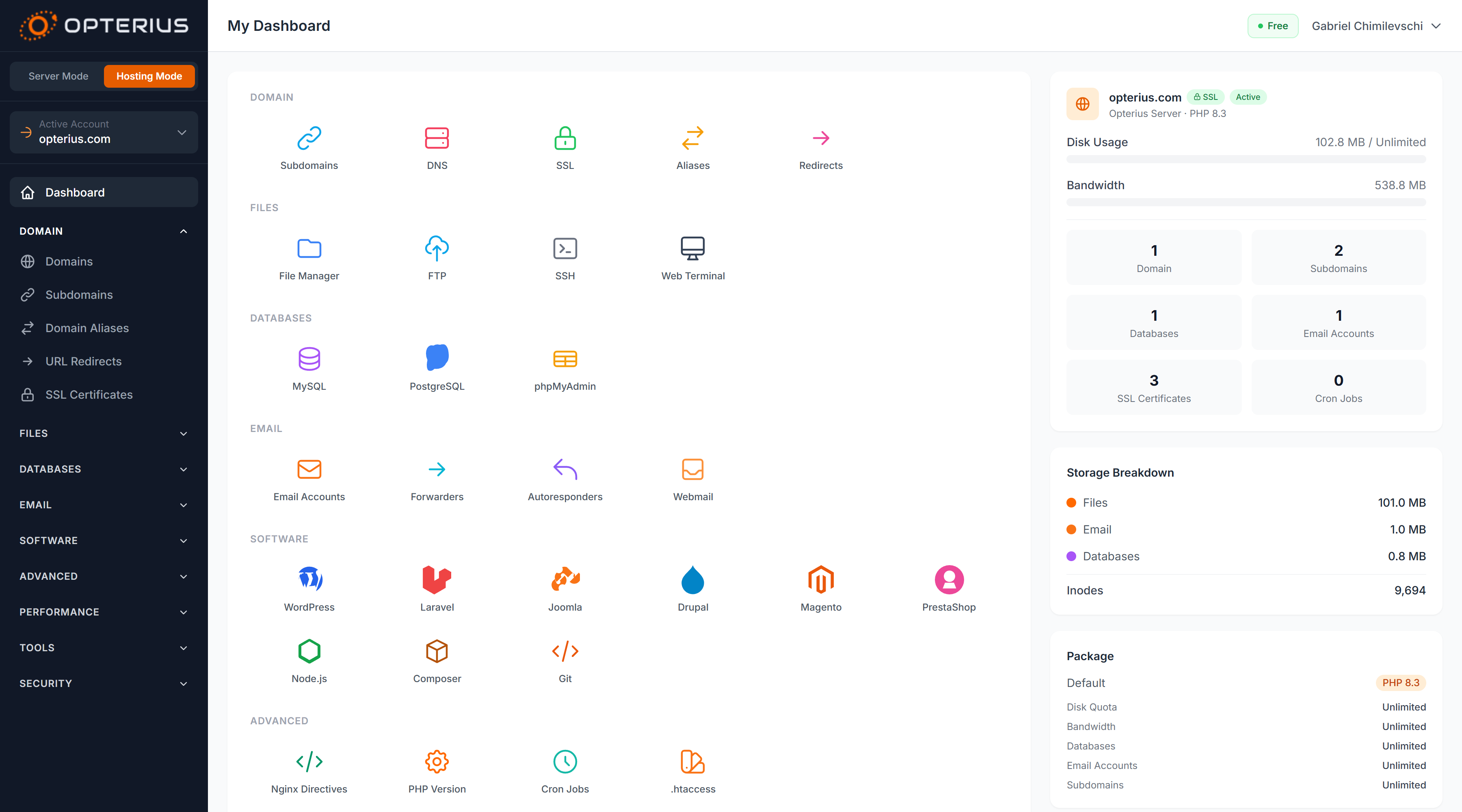 Opterius - Modern Web Hosting Panel gallery image