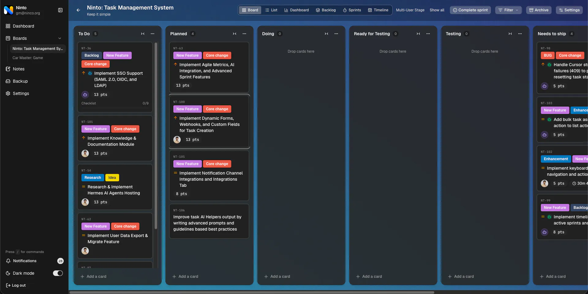 Ninto: Self-Hosted Project Management gallery image