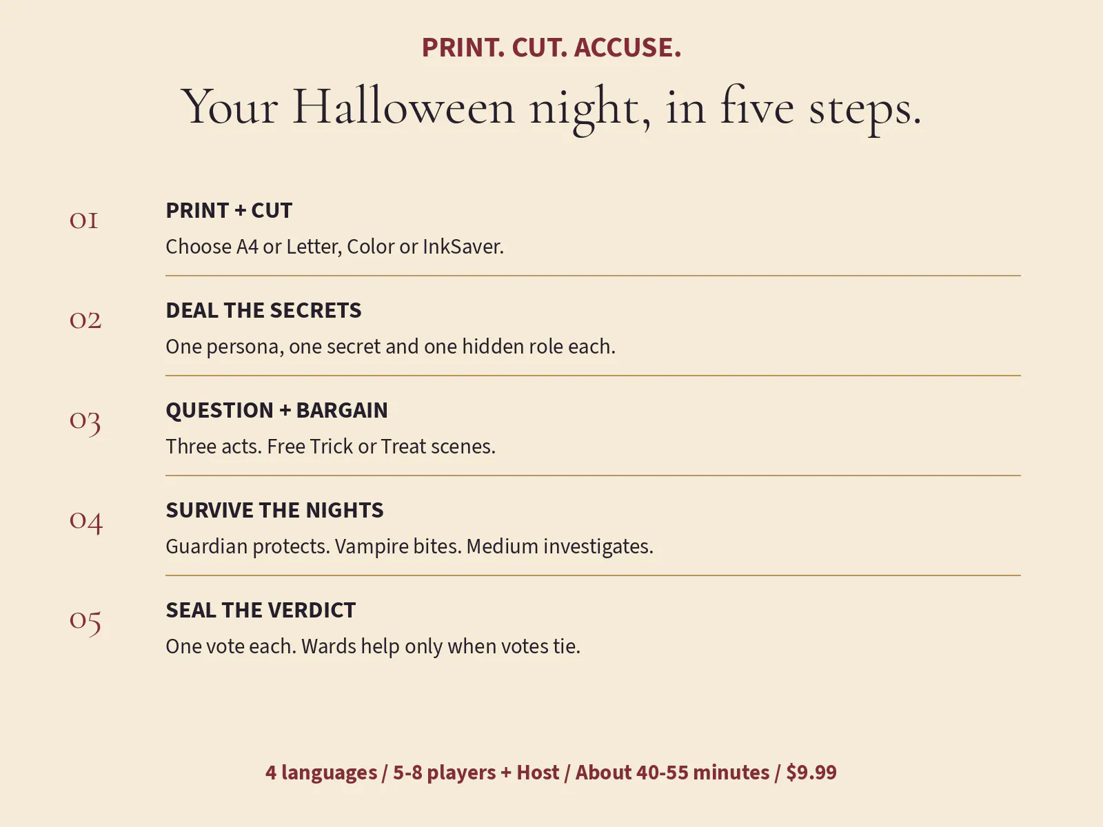 A printable vampire mystery game gallery image