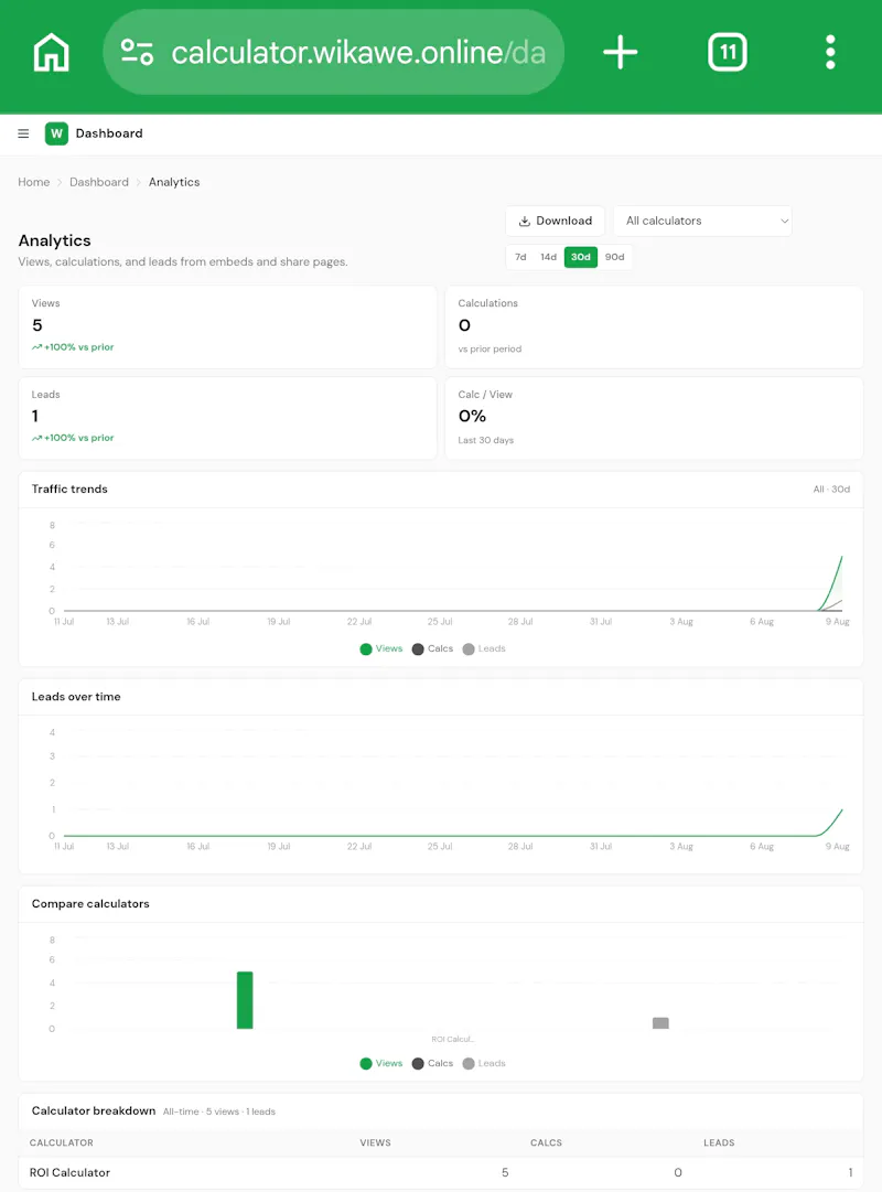 Wikawe Calculator screenshot 2