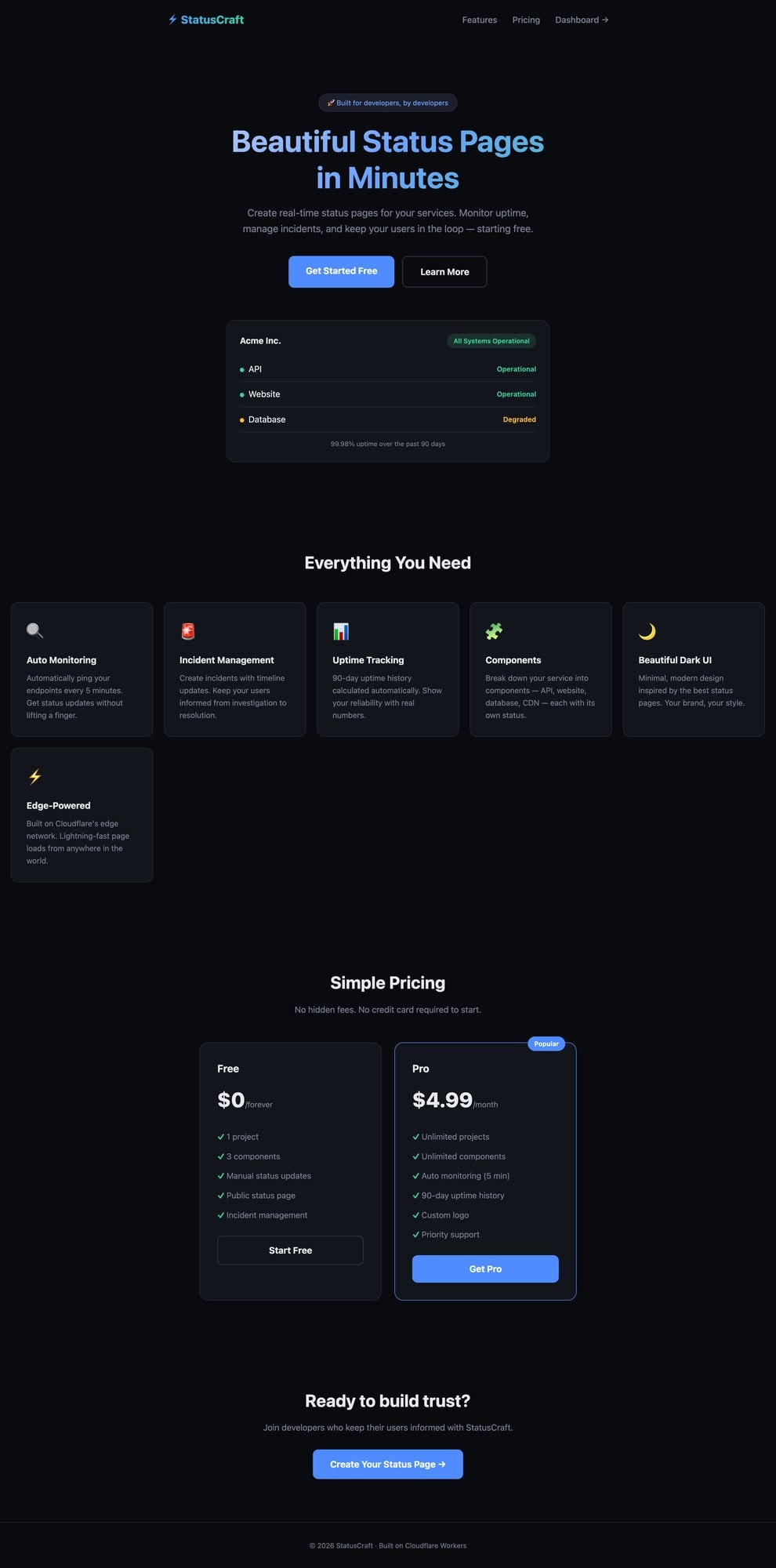 StatusCraft – Beautiful Status Pages - Screenshot 4 showing product features and functionality