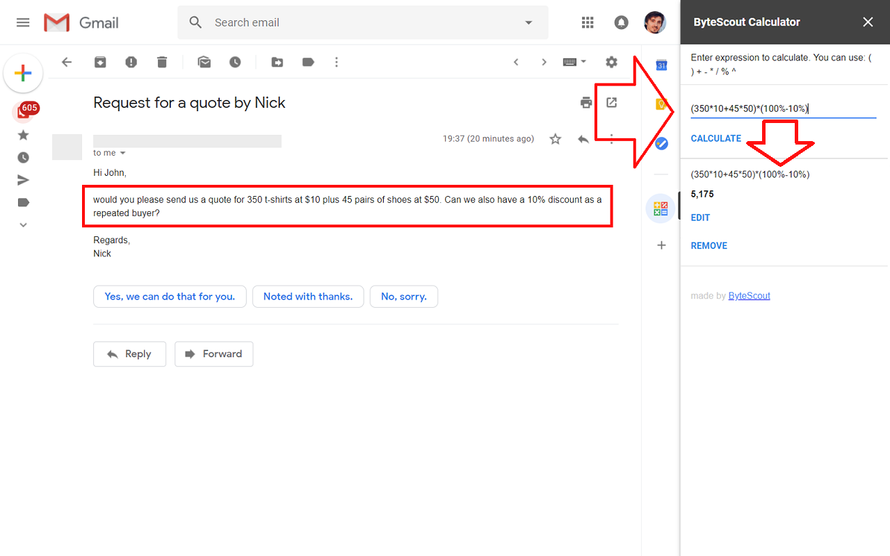 ByteScout Calculator for Gmail gallery image