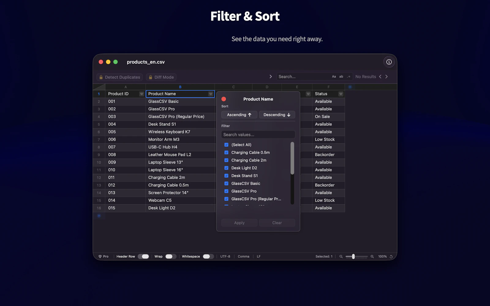 GlassCSV screenshot 4