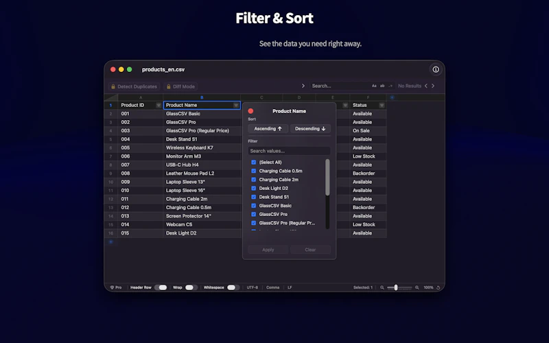 GlassCSV screenshot 4