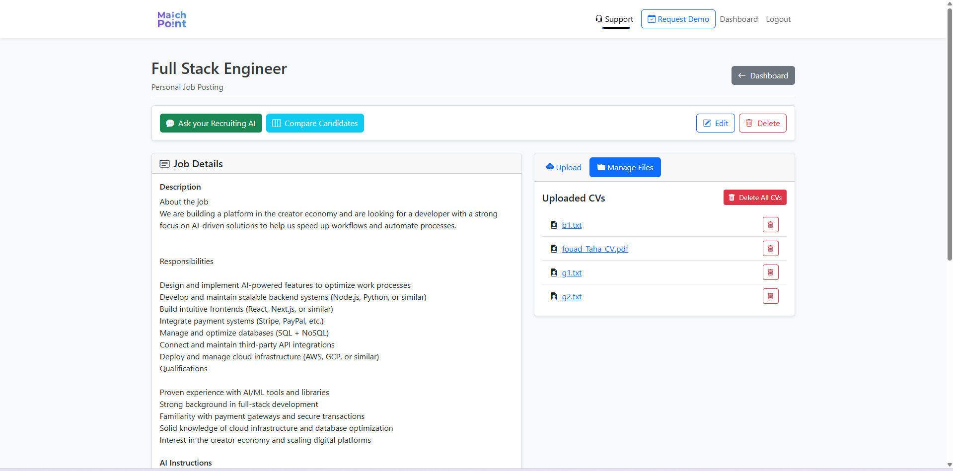 MatchPoint - AI Recruiting Platform - Screenshot 2 showing product features and functionality