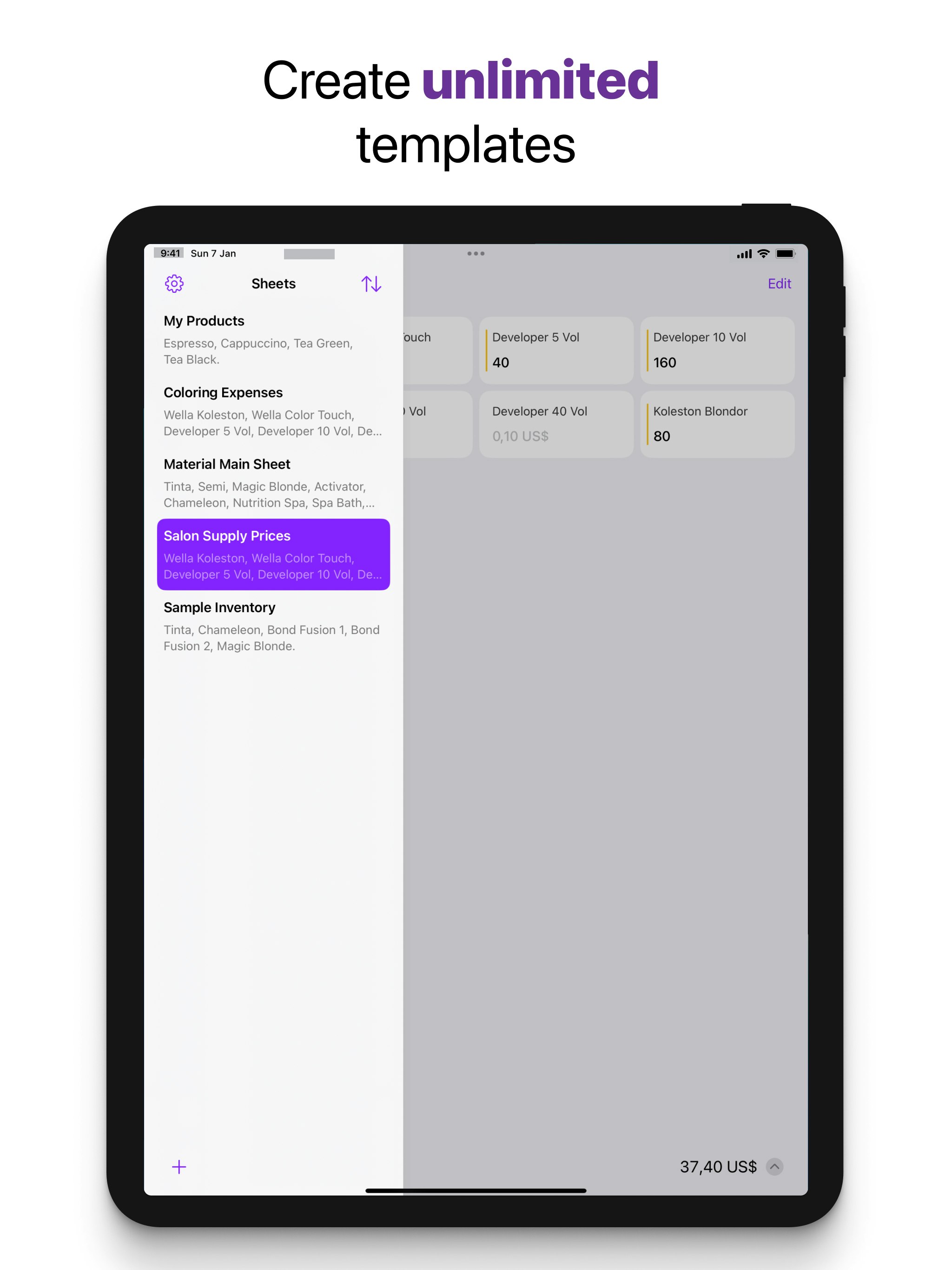 Holycalc - Рассчитайте затраты на основе цены за единицу материалов медиа 3