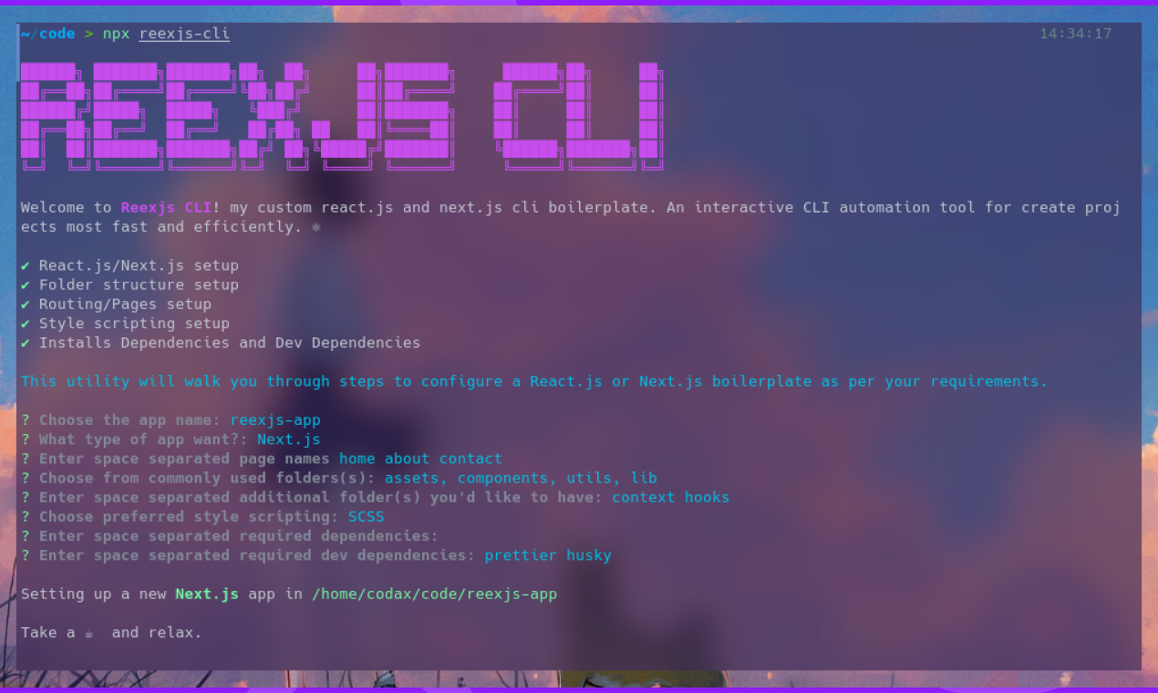 ReexJs CLI gallery image