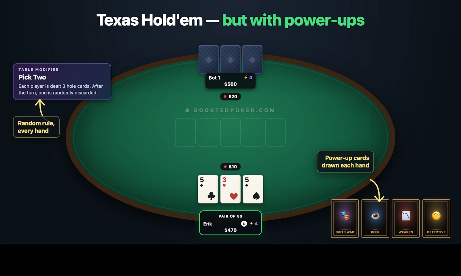 Boosted Poker: Free Online Poker Variant screenshot 1