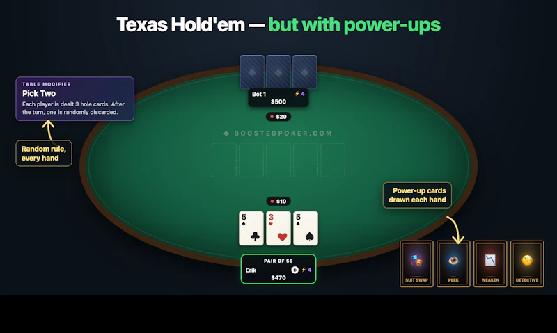 Boosted Poker: Free Online Poker Variant screenshot 1