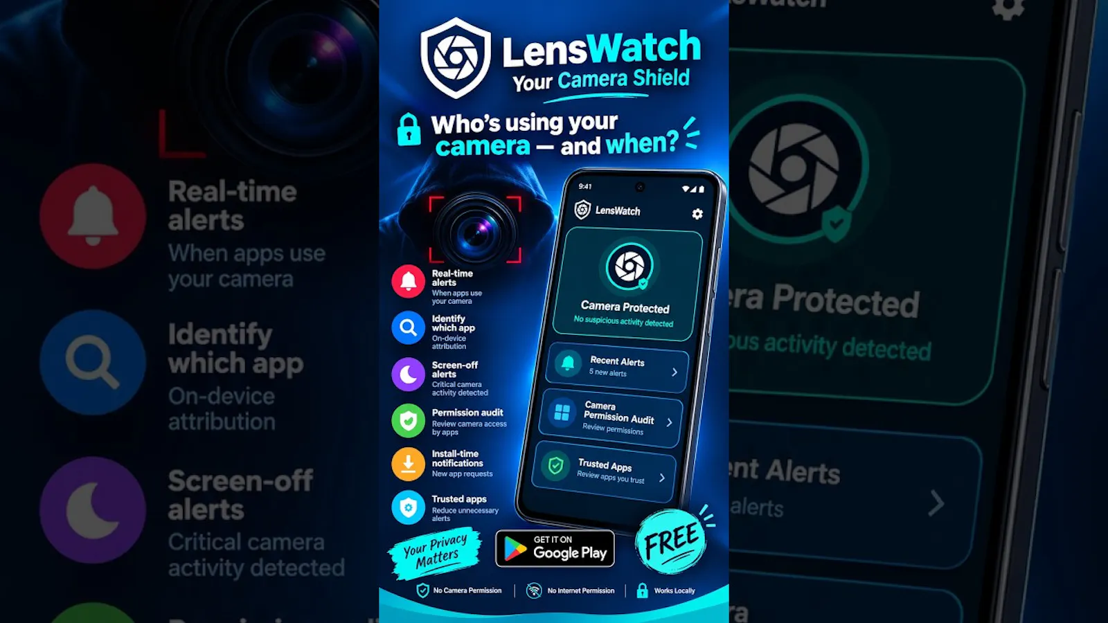 LensWatch: Your Camera Shield screenshot 1 (video preview)