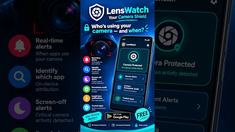 LensWatch: Your Camera Shield screenshot 1 (video preview)