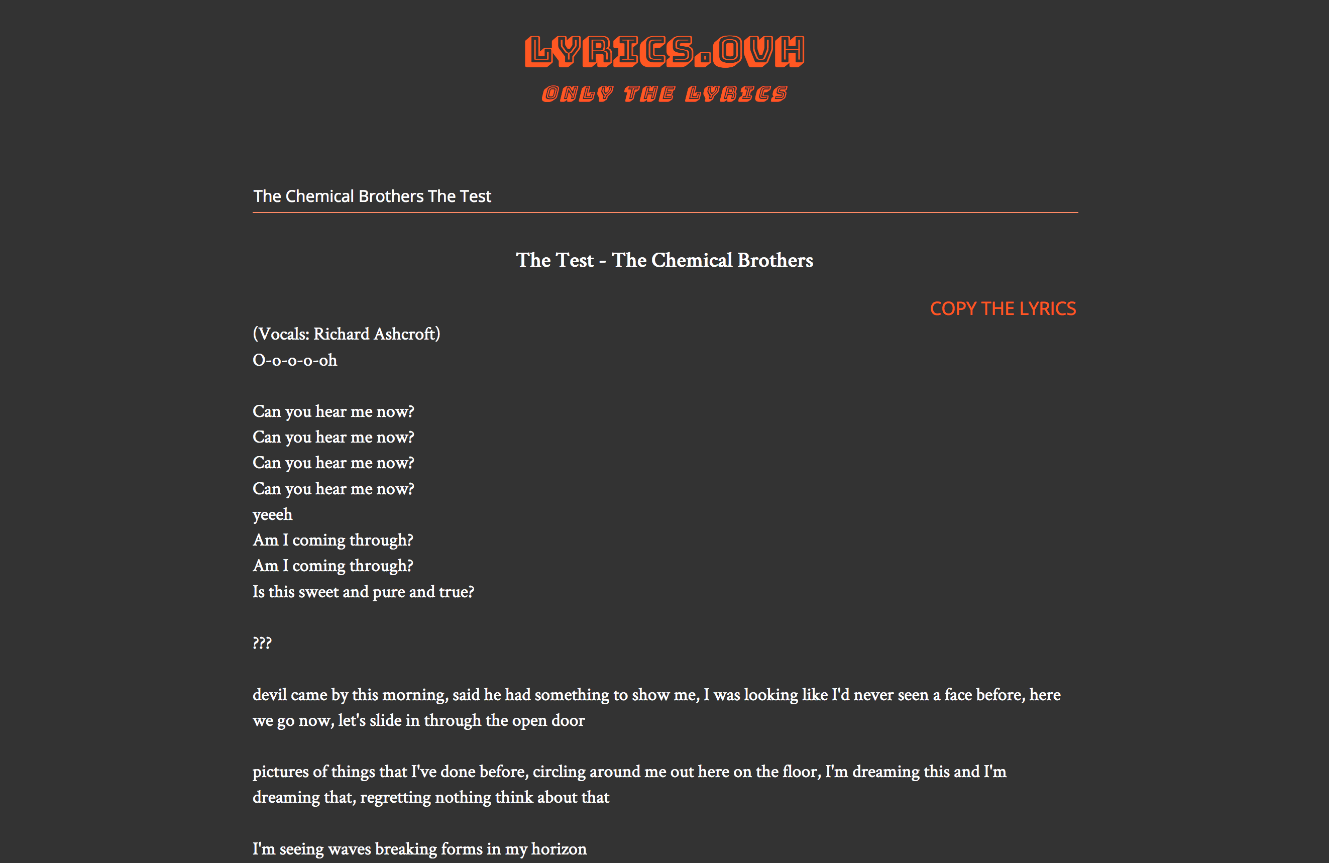 Lyrics.ovh gallery image