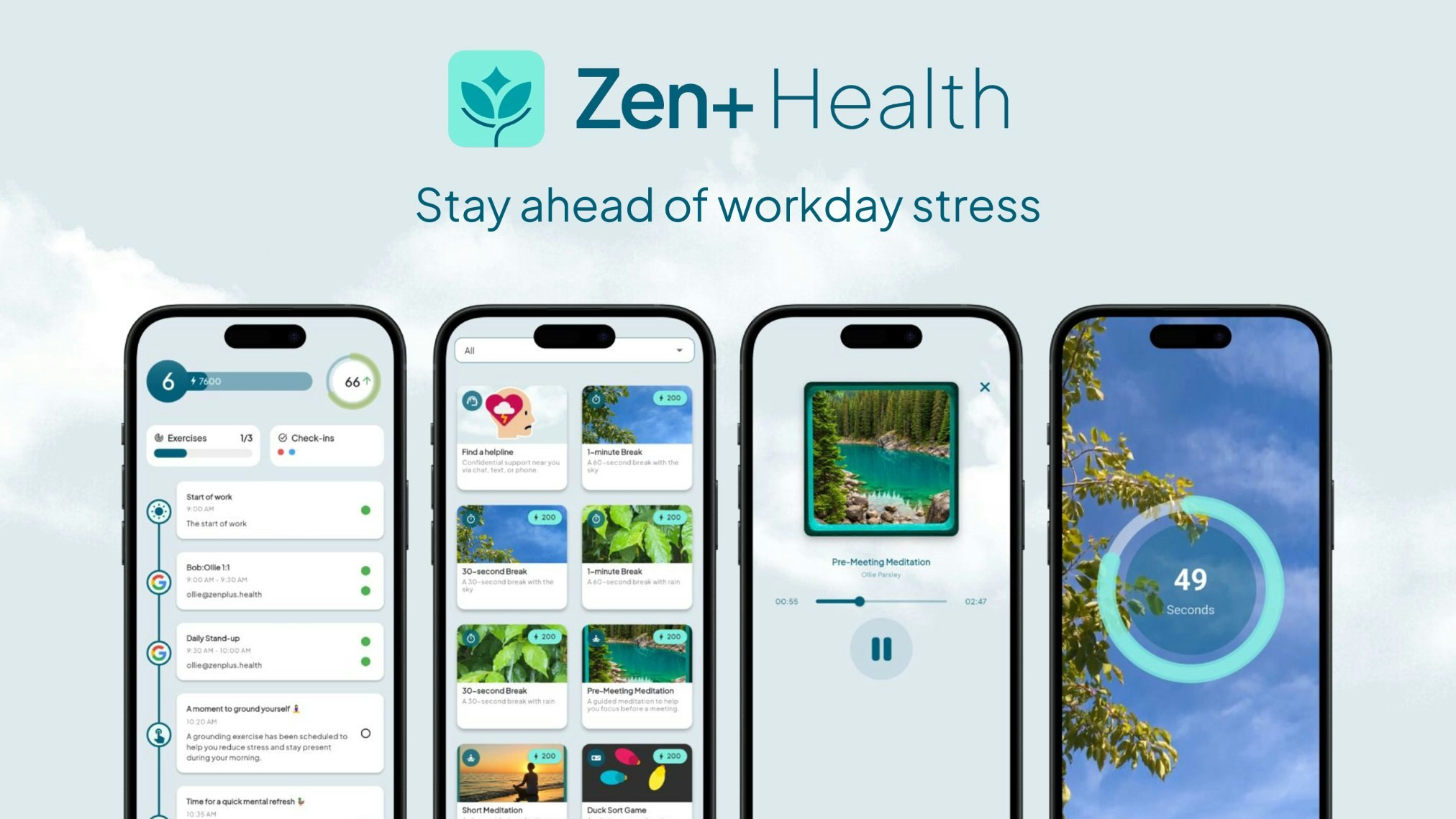 Zen+ Health - Main screenshot showing features and interface