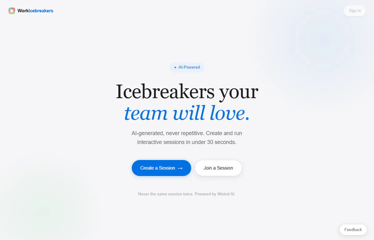 WorkIcebreakers 제품 배너