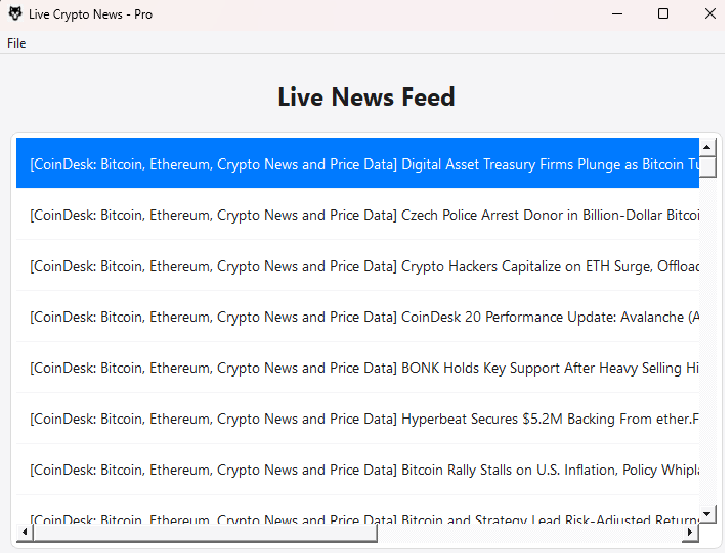 Live Crypto News Notifier