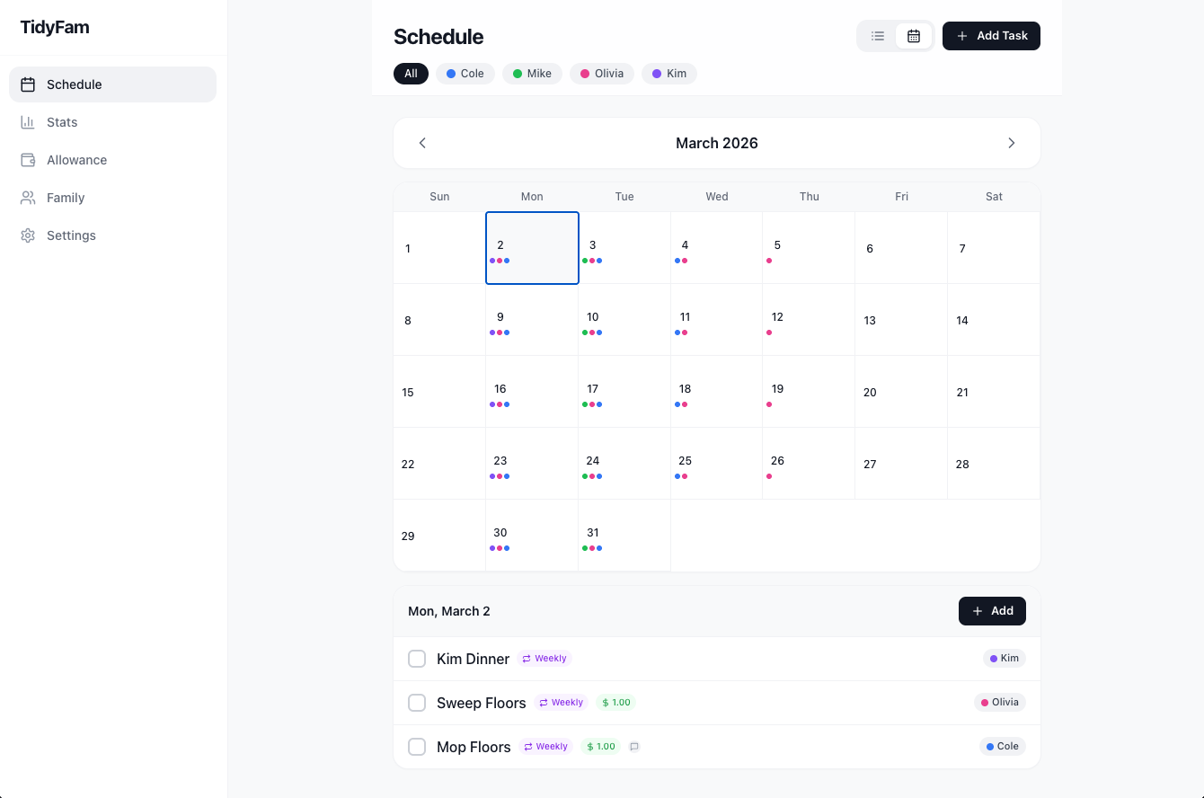 TidyFam - Screenshot 3 showing product features and functionality