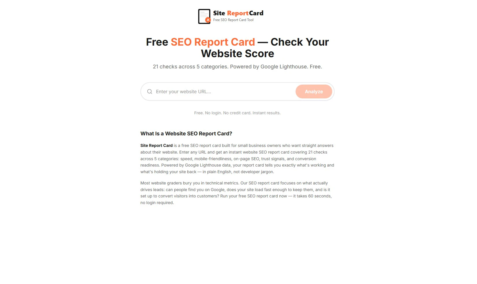 Site Report Card screenshot 1