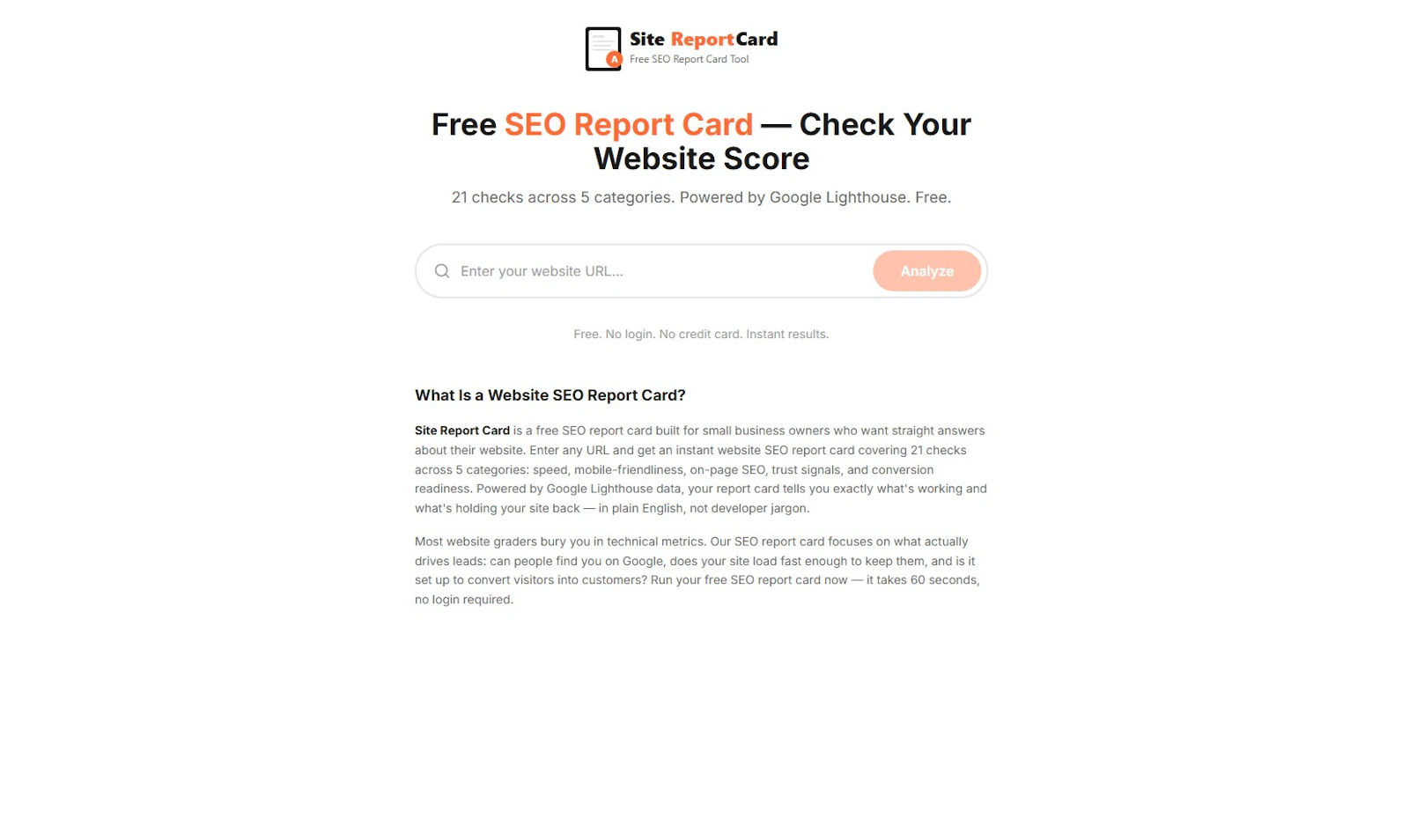 Site Report Card screenshot 2