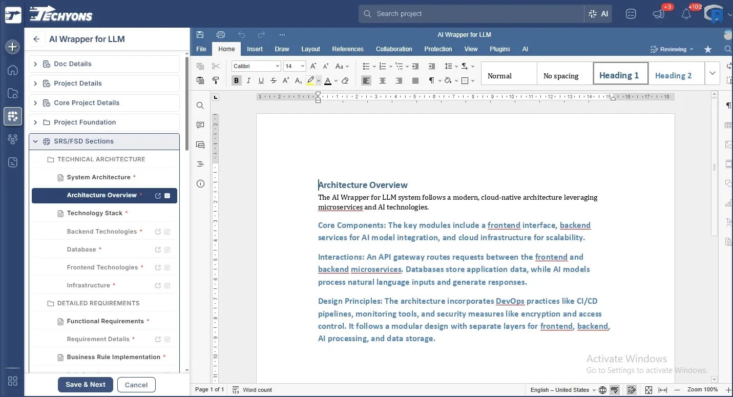 Techyons AI-Drafts - Screenshot 3 showing product features and functionality