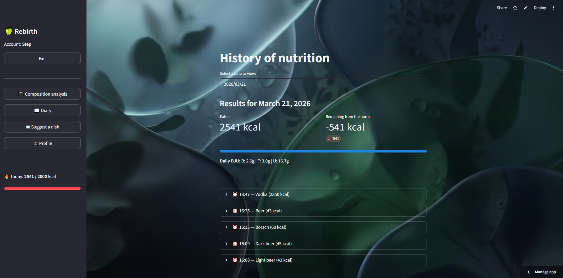 Rebirth - AI Nutritionist (Student Proj) gallery image