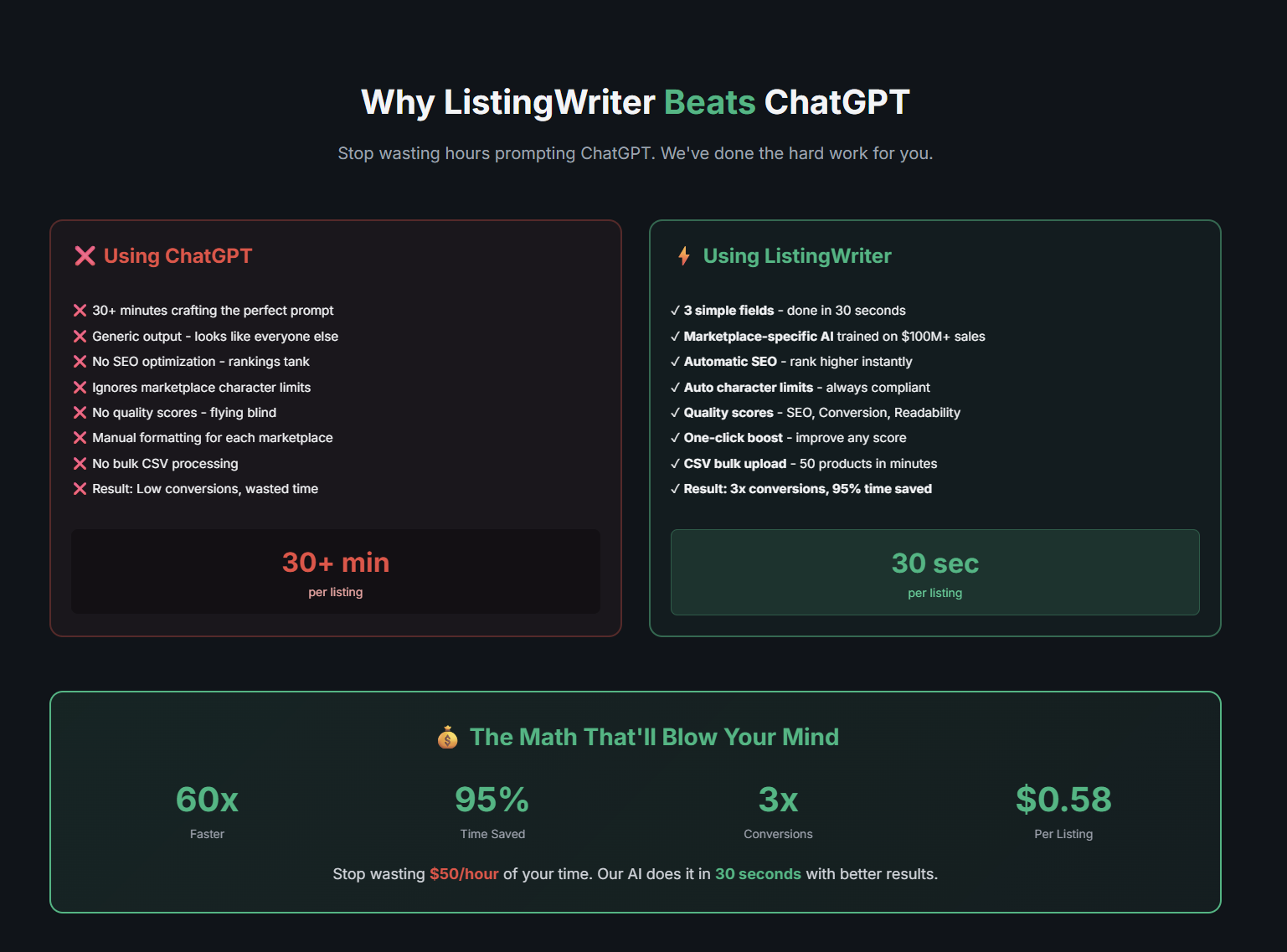 ListingWriter - Screenshot 3 showing product features and functionality