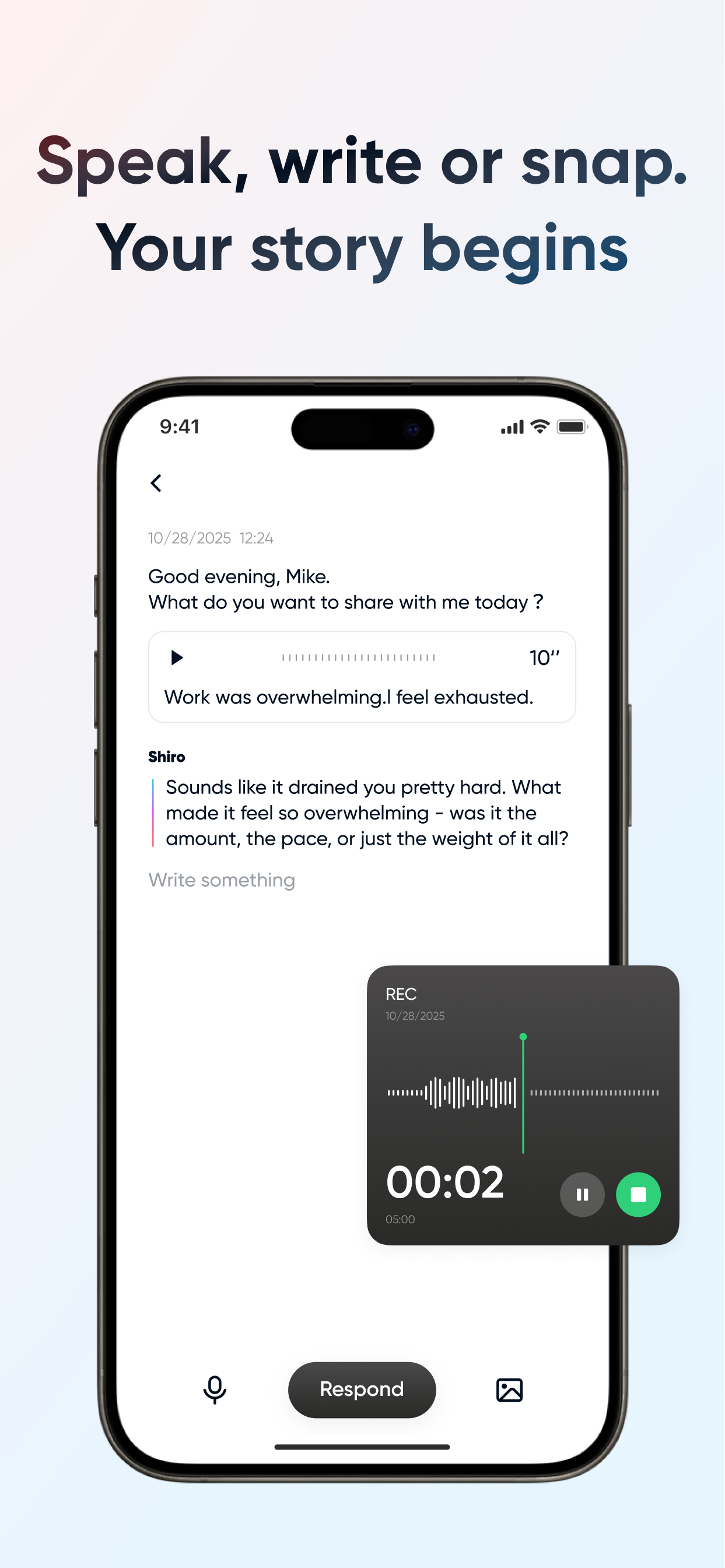 Shiro - AI Journal - Screenshot 2 showing product features and functionality