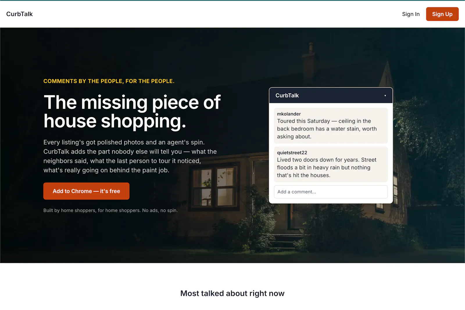 CurbTalk - Comments on Zillow and Redfin screenshot 2