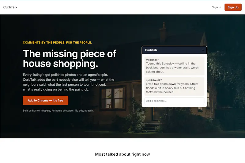 CurbTalk - Comments on Zillow and Redfin screenshot 2