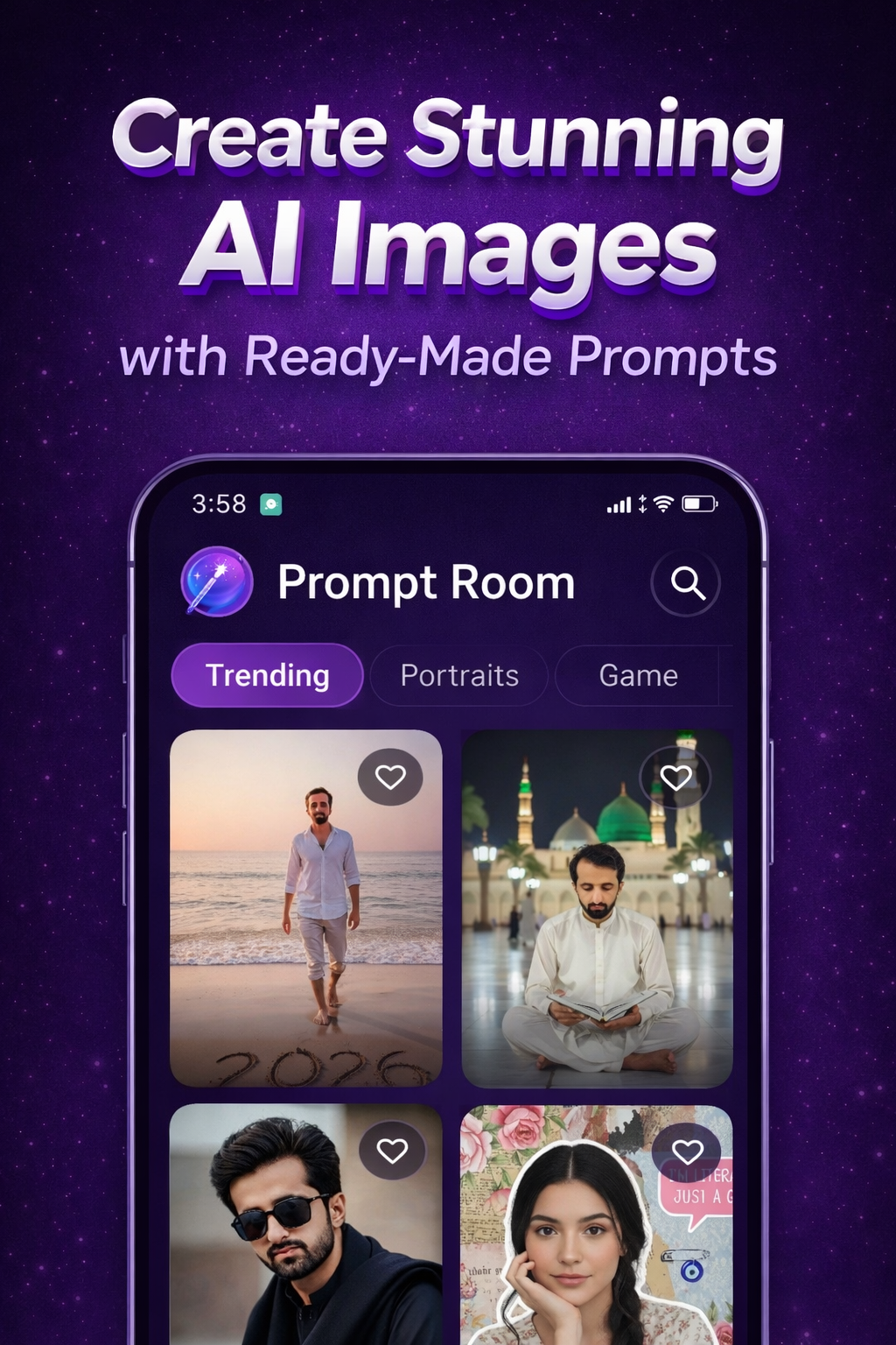 PromptRoom: AI Photo Editing - Main product screenshot demonstrating key features and user interface
