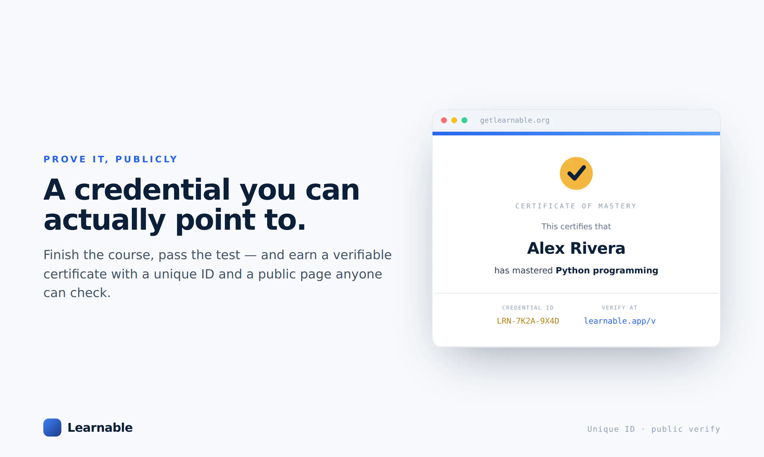 Learnable — Learn it. Prove it. gallery image