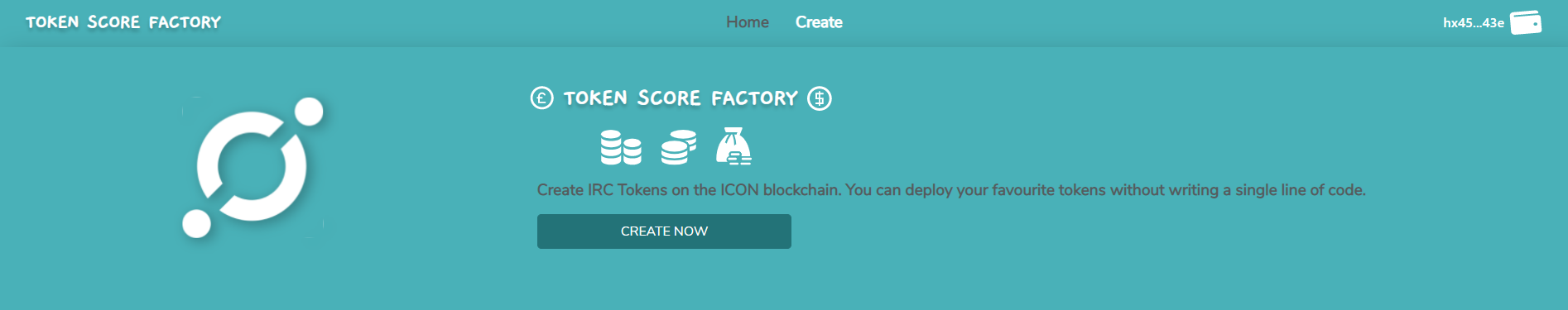 Token Score Factory Create IRC tokens on the ICON blockchain without