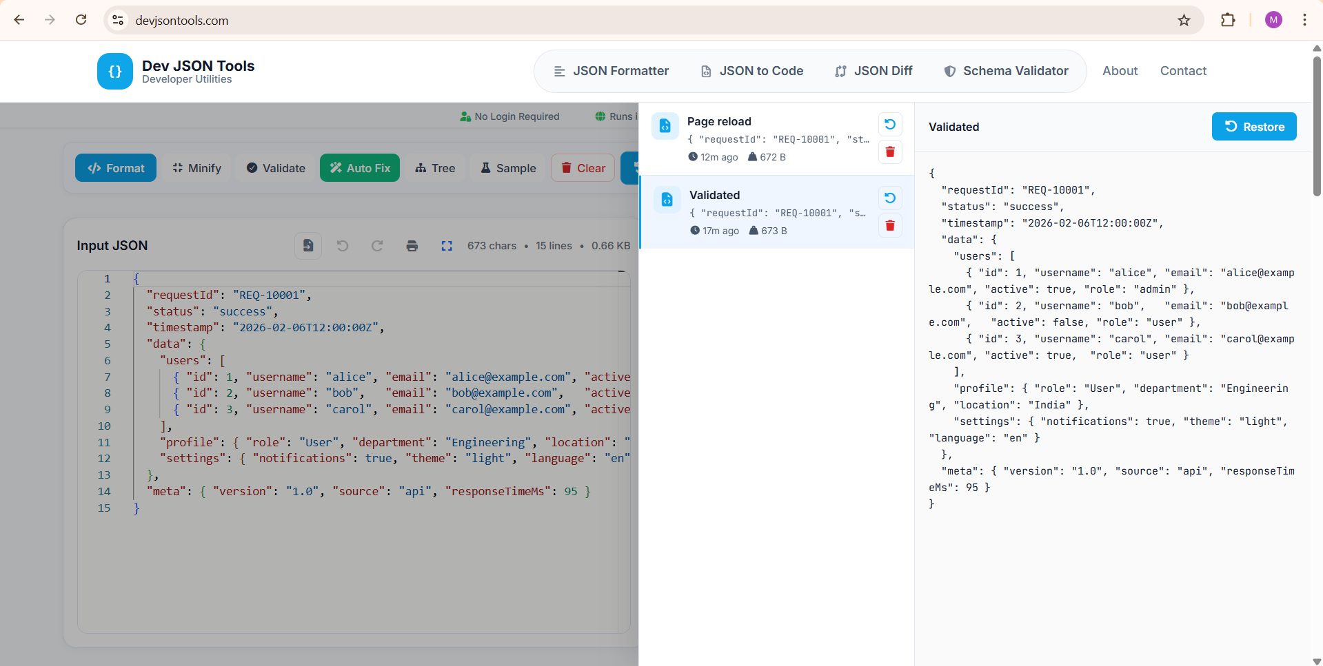 Dev JSON Tools - Screenshot 4 showing product features and functionality