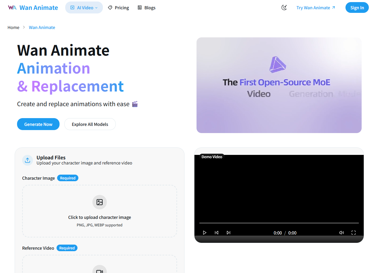 Média Wan Animate Top - Plate-forme de générateur vidéo AI tout-en-un 3