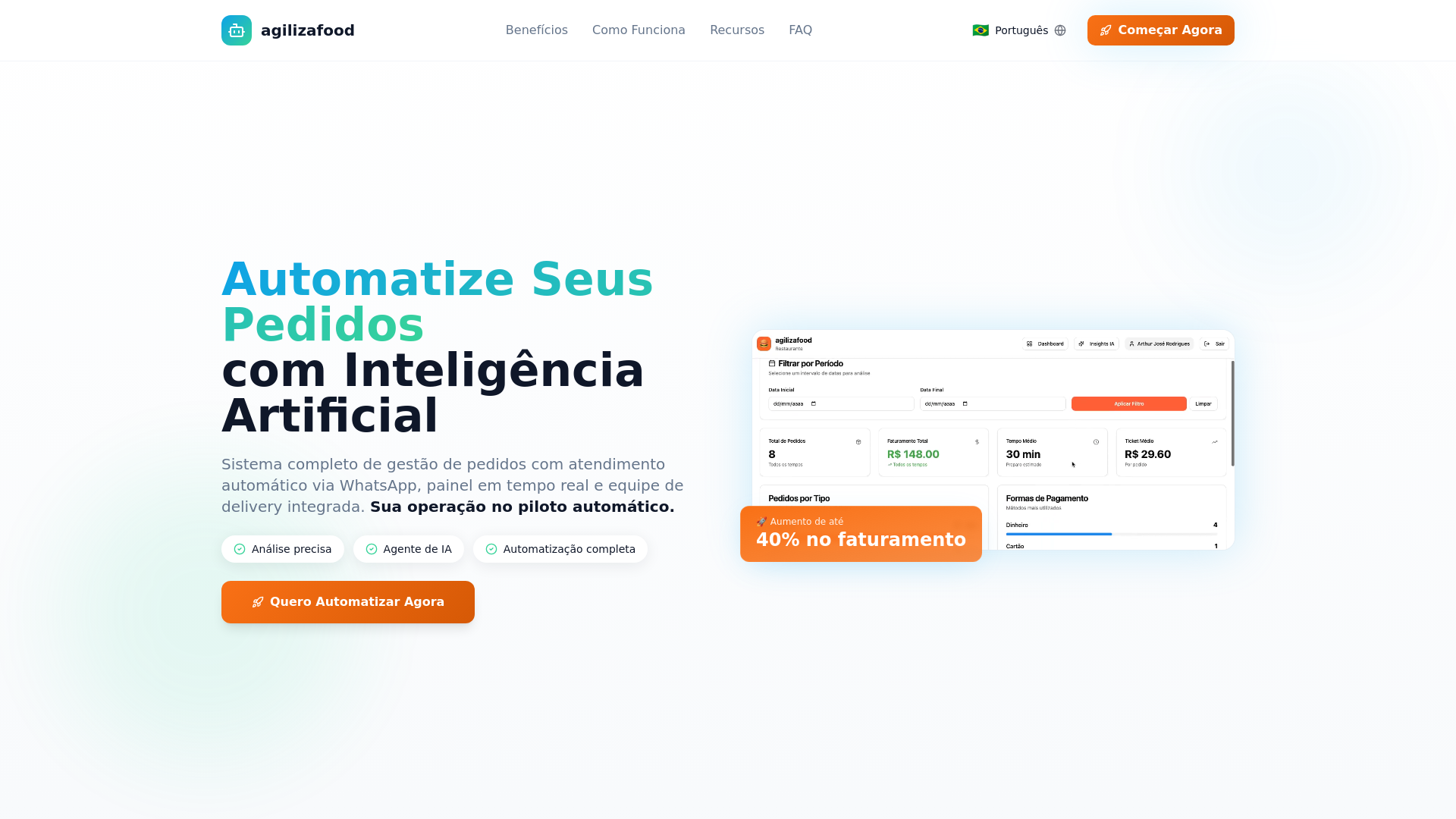 agilizafood - Main screenshot showing features and interface