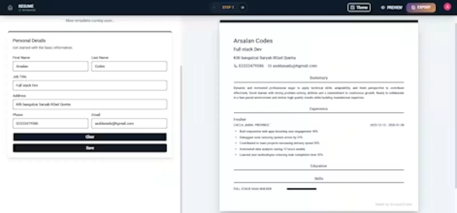 ArzunoCV screenshot 2