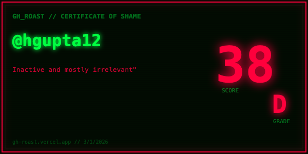 GH_ROAST // Destroy Your GitHub Profile - Main product screenshot demonstrating key features and user interface